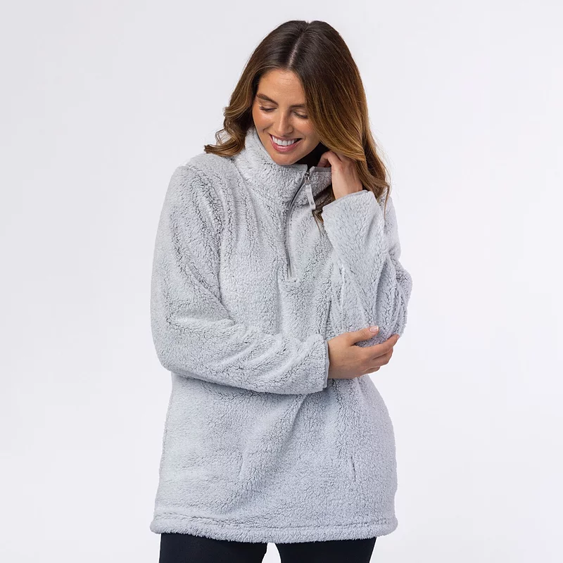 Women's 1 Pack Heat Holders Teddy Bear Quarter Zip Fleece Sweatshirt