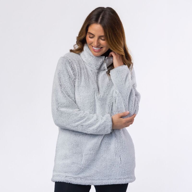 Women's 1 Pack Heat Holders Teddy Bear Quarter Zip Fleece Sweatshirt