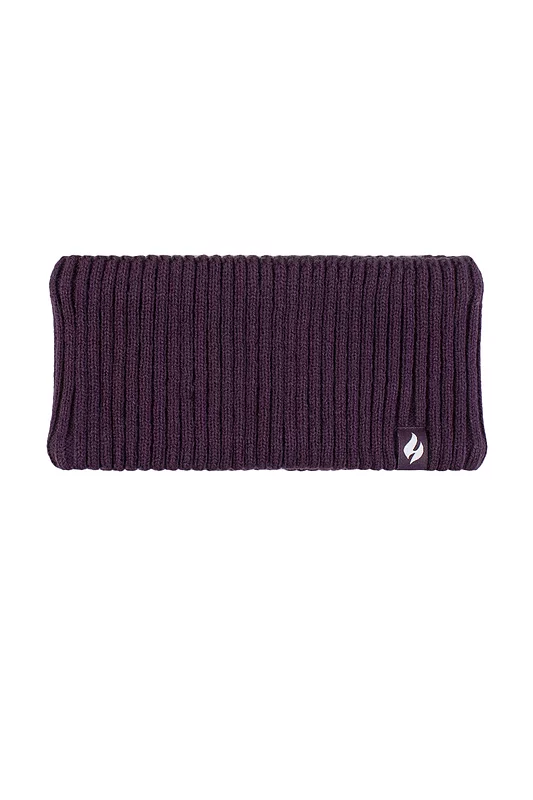 Women's 1 Pack SOCKSHOP Heat Holders Padova Ribbed Headband Purple One Size