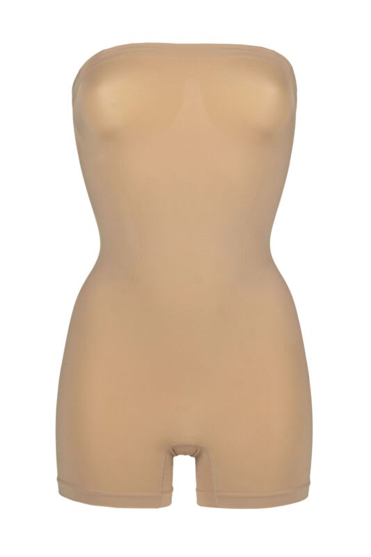 Women's 1 Pack Ambra Powerlite Bandeau Bodysuit Rose Beige UK 16-18