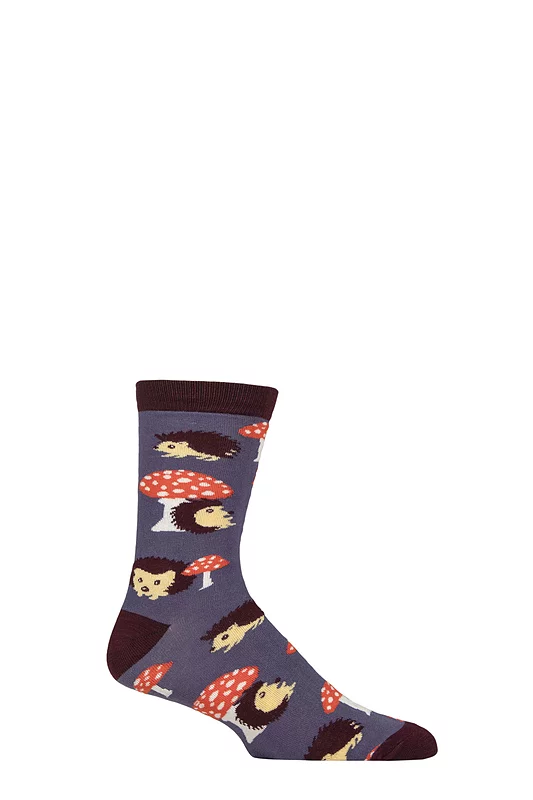 Mens and Women's 1 Pair Shared Earth Fair Trade Hedgehog Bamboo Socks Hedgehog UK 3-7