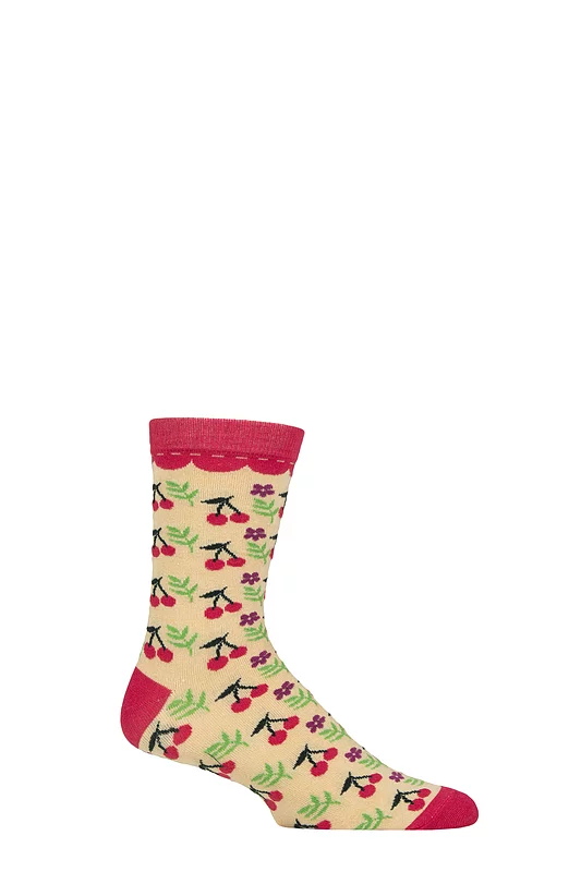 1 Pair Shared Earth Bamboo Cherries Socks