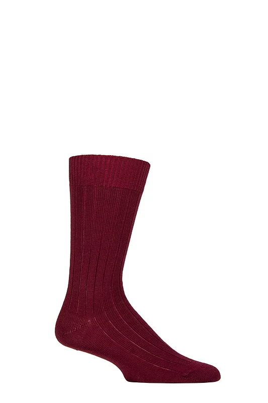 Mens 1 Pair Pantherella Merino Wool Ribbed Leisure Socks