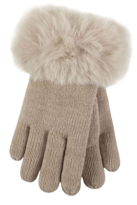 Womens 1 Pair SOCKSHOP Heat Holders Hollis Faux Fur Gloves Oat M/L