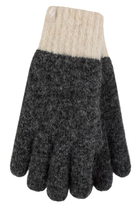 Womens 1 Pair SOCKSHOP Heat Holders Skye Textured Yarn Gloves