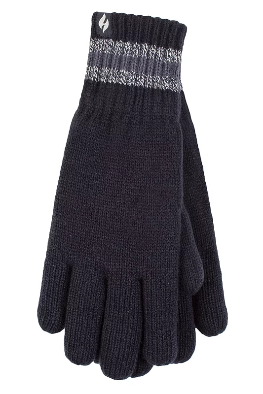 Mens 1 Pack SOCKSHOP Heat Holders Cedar Stripe Cuff Gloves
