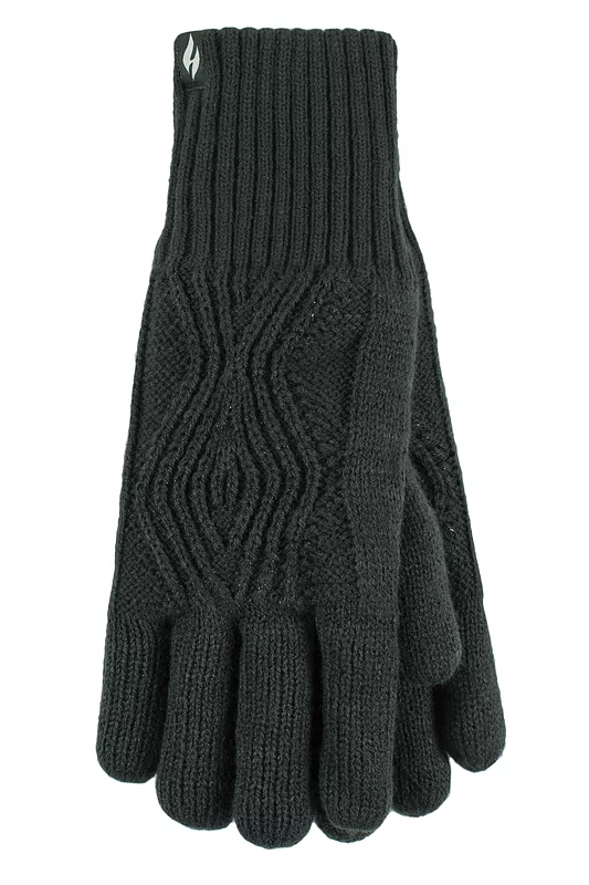 Women's 1 Pair SOCKSHOP Heat Holders Tampere Centre Cable Gloves Emerald S/M