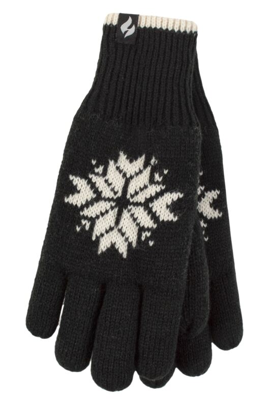 Women's 1 Pair SOCKSHOP Heat Holders Snowflake Patterned Gloves