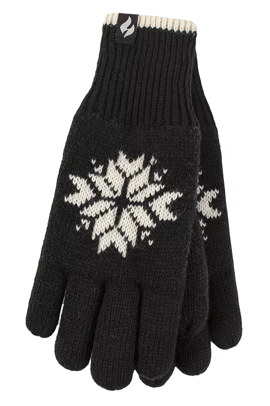 Women's 1 Pair SOCKSHOP Heat Holders Snowflake Patterned Gloves