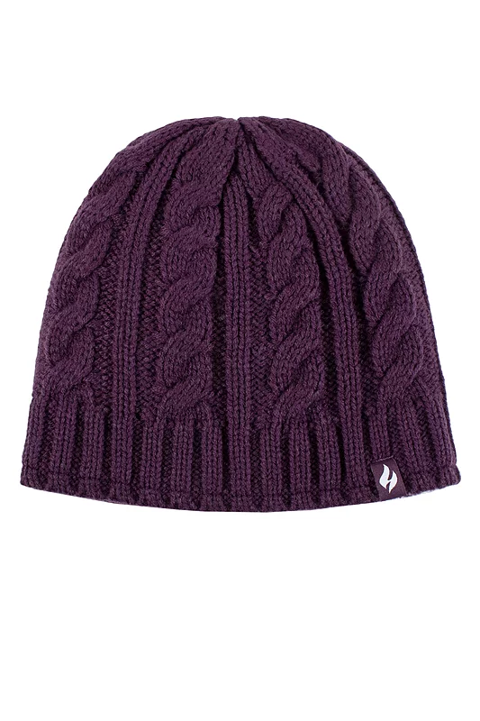 Women's 1 Pack Heat Holders 4.7 Tog Heatweaver Yarn Hat Dark Purple One Size