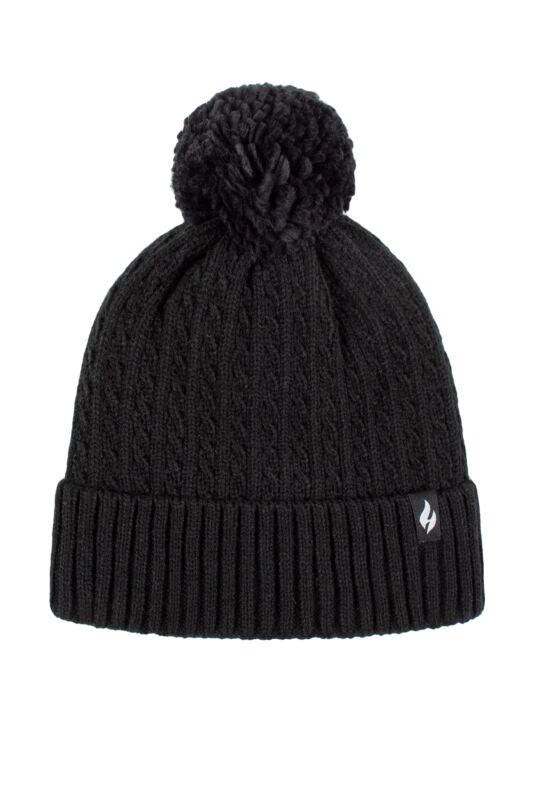 Women's 1 Pack Heat Holders Ellery Cable Turnover Cuff Pom Pom Hat