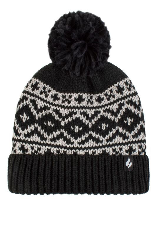 Women's 1 Pack SOCKSHOP Heat Holders Billingen Turn Over Cuff Hat Black One Size