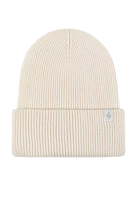 Women's 1 Pack SOCKSHOP Heat Holders Vermont Fine Rib Turnover Cuff Hat Cream One Size