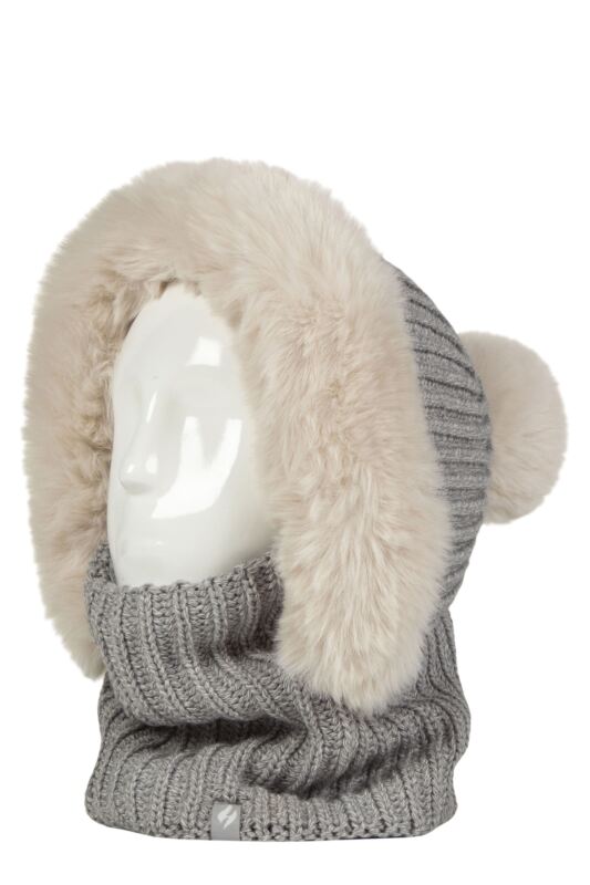 Women's 1 Pack SOCKSHOP Heat Holders Nikita Faux Fur Snood Light Grey One Size