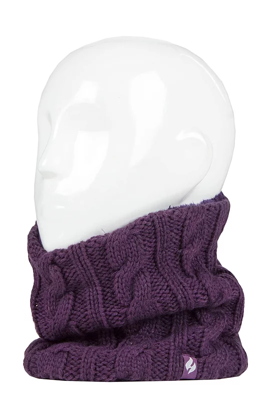 Women's 1 Pack Heat Holders 3.5 Tog Heatweaver Yarn Neck Warmer Dark Purple One Size