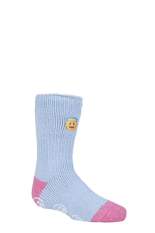 Kids 1 Pair SOCKSHOP Heat Holders Emoji Angel Face Slipper Socks