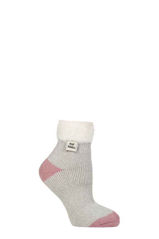 Women's 1 Pair Heat Holders Sleep Feather Top Socks Silver Twist / Rose Blush 4-8