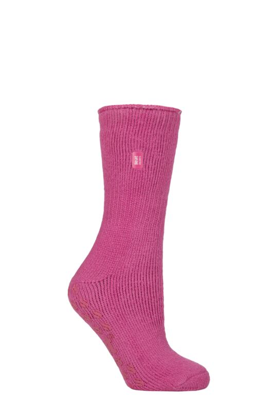 Women's 1 Pair SOCKSHOP Heat Holders 2.3 TOG Plain Thermal Slipper Socks Candy