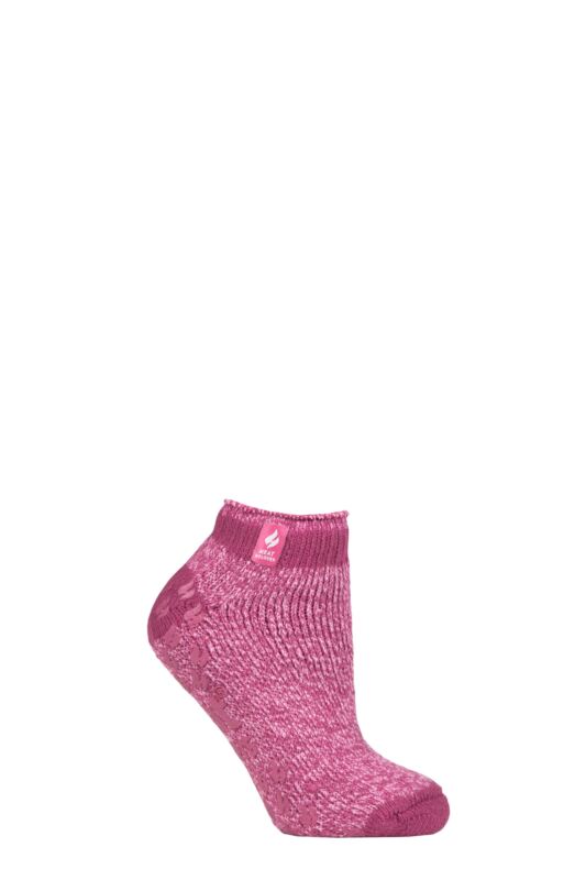 Women's 1 Pair SOCKSHOP Heat Holders 2.3 TOG Patterned and Striped Ankle Slipper Socks Pisa Muted Pink 4-8 Ladies