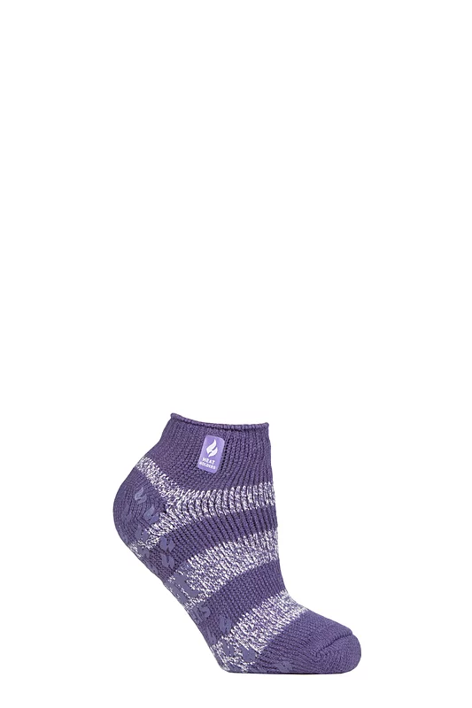 Women's 1 Pair SOCKSHOP Heat Holders 2.3 TOG Patterned and Striped Ankle Slipper Socks
