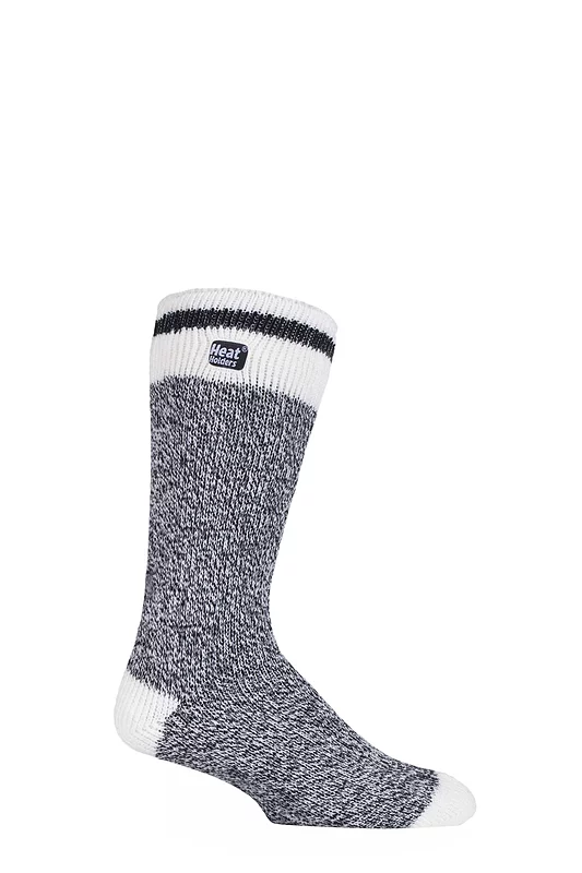 Mens 1 Pair SOCKSHOP Heat Holders 2.3 TOG Patterned and Plain Thermal Socks Block Twist Black 6-11