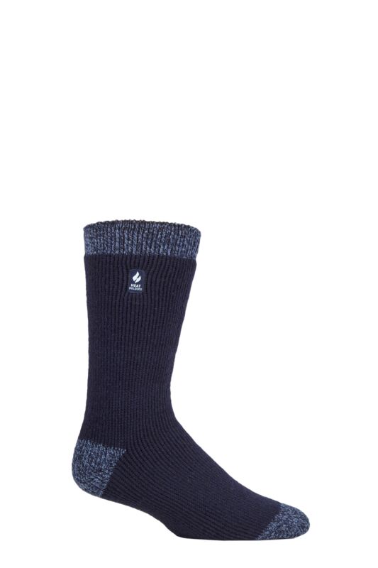 Mens 1 Pair SOCKSHOP Heat Holders 2.3 TOG Patterned and Plain Thermal Socks Berlin Heel & Toe Navy 6-11 Mens