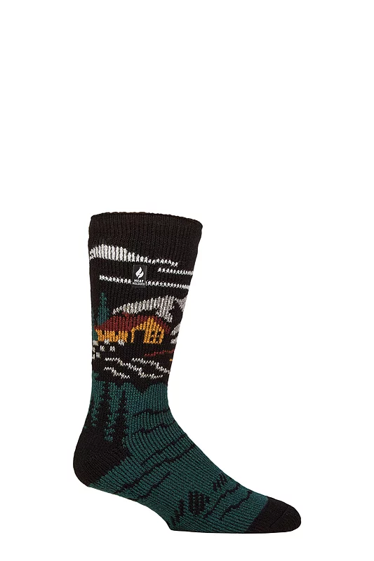 Mens 1 Pair SOCKSHOP Heat Holders 2.3 TOG Patterned and Plain Thermal Socks Cabin 6-11