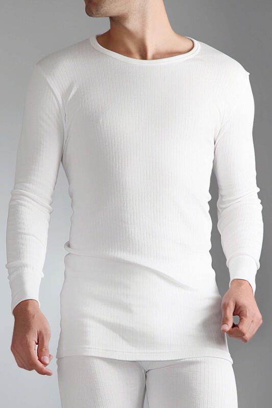 Mens SOCKSHOP Heat Holders Long Sleeved Thermal Vest White S