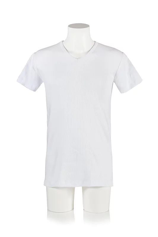 Mens 1 Pack Heat Holders V Neck Short Sleeved Thermal Vest White Medium