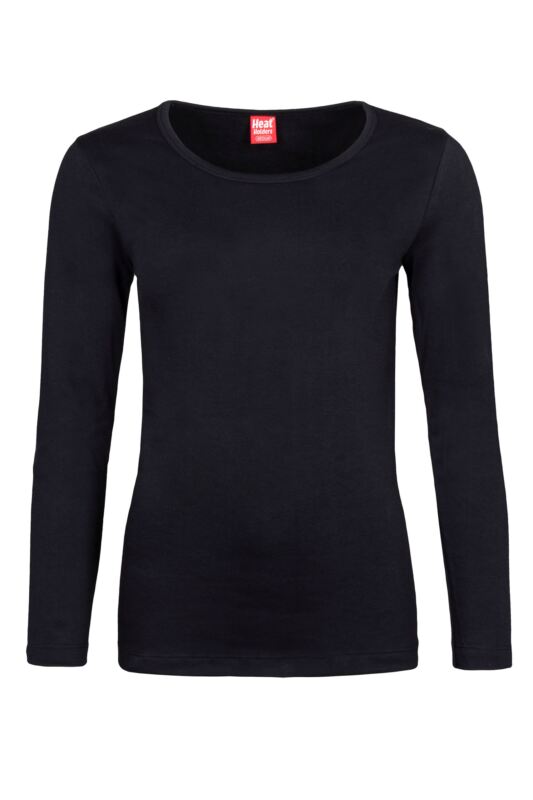 Women's 1 Pack SOCKSHOP Heat Holders 0.45 TOG Long Sleeve Vest Black XL