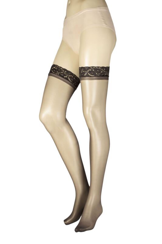 Women's 2 Pair 24/7 Charnos 15 Denier Lace Top Hold Up