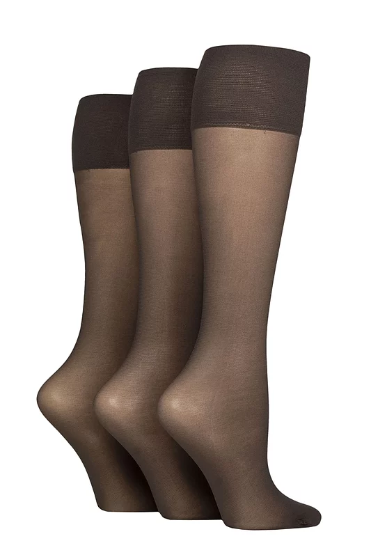 Women's 3 Pair Charnos 15 Denier Sheer Knee Highs