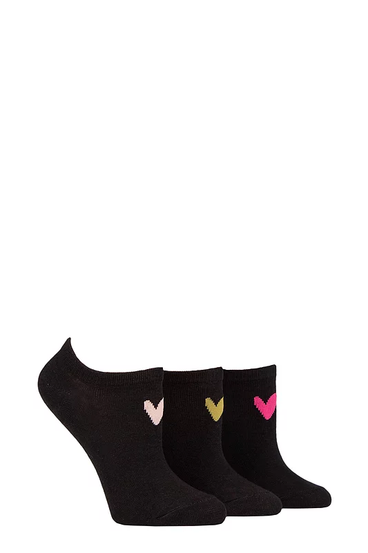 Women's 3 Pair Caroline Gardner Patterned Cotton Trainer Socks