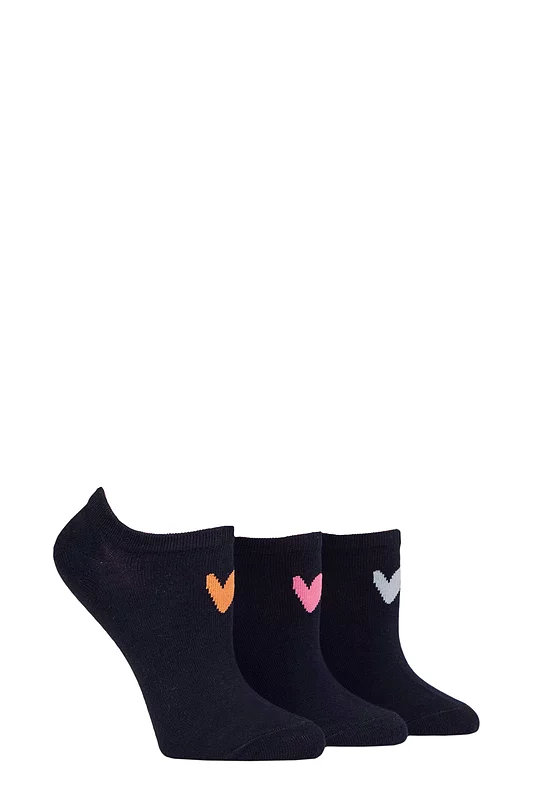Women's 3 Pair Caroline Gardner Patterned Cotton Trainer Socks