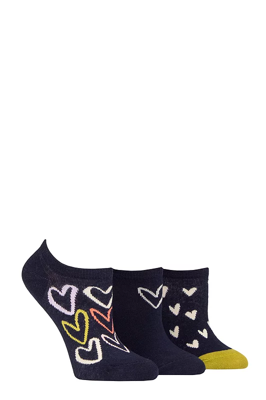 Women's 3 Pair Caroline Gardner Patterned Cotton Trainer Socks
