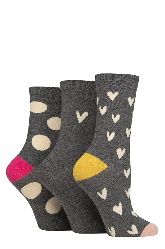 Women's 3 Pair Caroline Gardner Patterned Cotton Socks