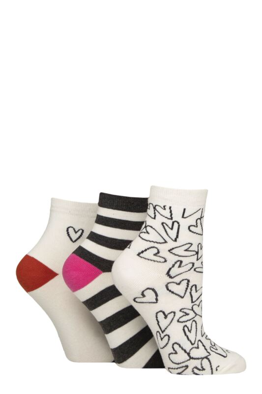 Women's 3 Pair Caroline Gardner Cotton Patterned Mid Length Crew Socks