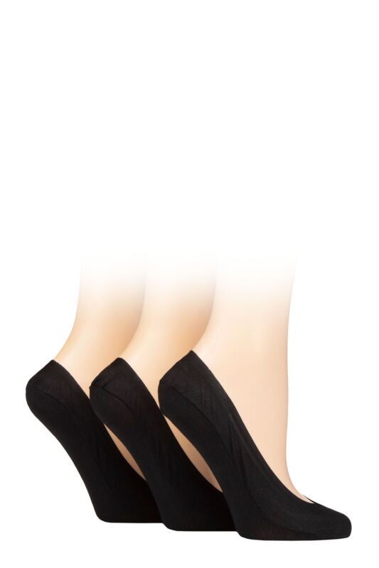Women's 3 Pair Caroline Gardner Plain Cotton No-Show Shoe Liner Socks