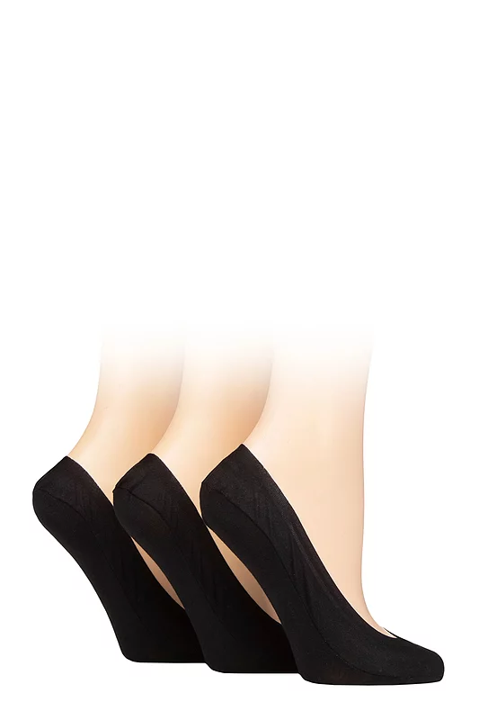 Women's 3 Pair Caroline Gardner Plain Cotton No-Show Shoe Liner Socks