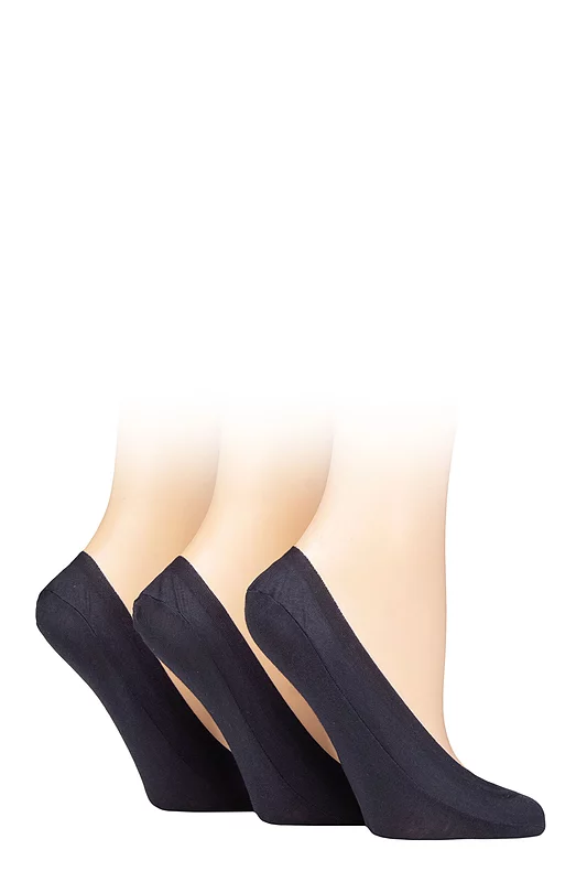 Women's 3 Pair Caroline Gardner Plain Cotton No-Show Shoe Liner Socks