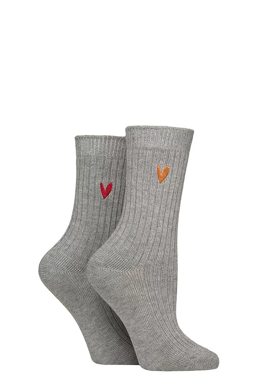 Women's 2 Pair Caroline Gardner Bamboo Ribbed Light Weight Boot Socks