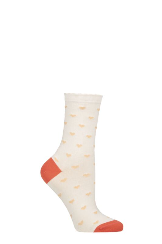 Women's 1 Pair Charnos Mercerised Cotton Heart Scallop Top Socks