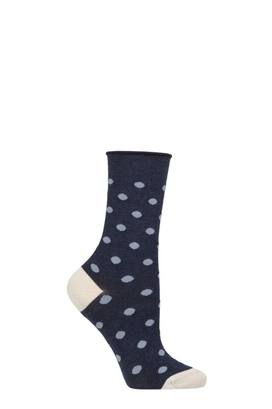 Women's 1 Pair Charnos Mercerised Cotton Spot Roll Top Socks