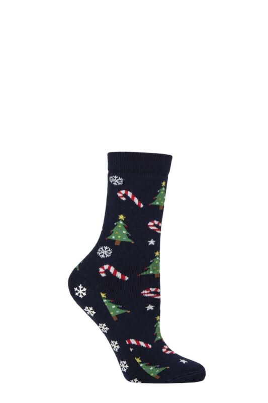 Women's 1 Pair Charnos Christmas Design Slipper Socks Christmas Tree One Size