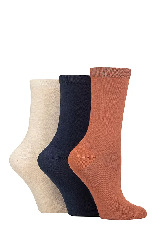 Women's 3 Pair Charnos Organic Cotton Ankle Socks Rust One Size