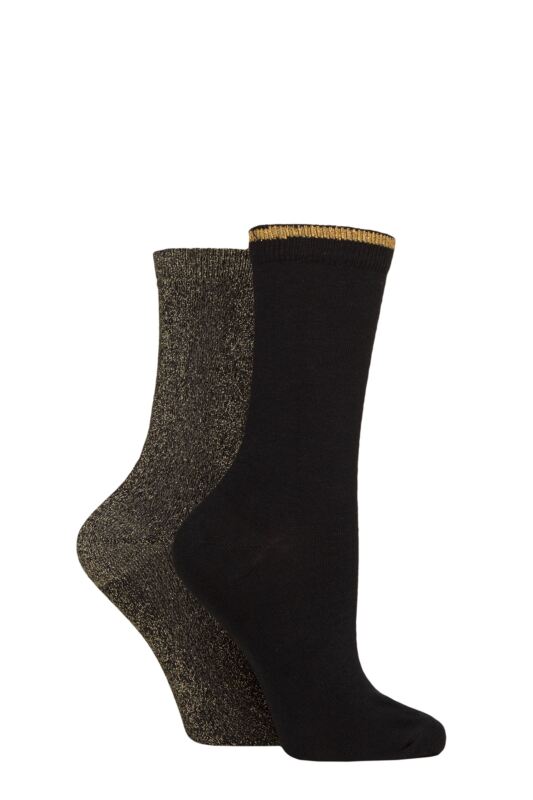 Women's 2 Pair Charnos All Over and Sparkle Top Socks
