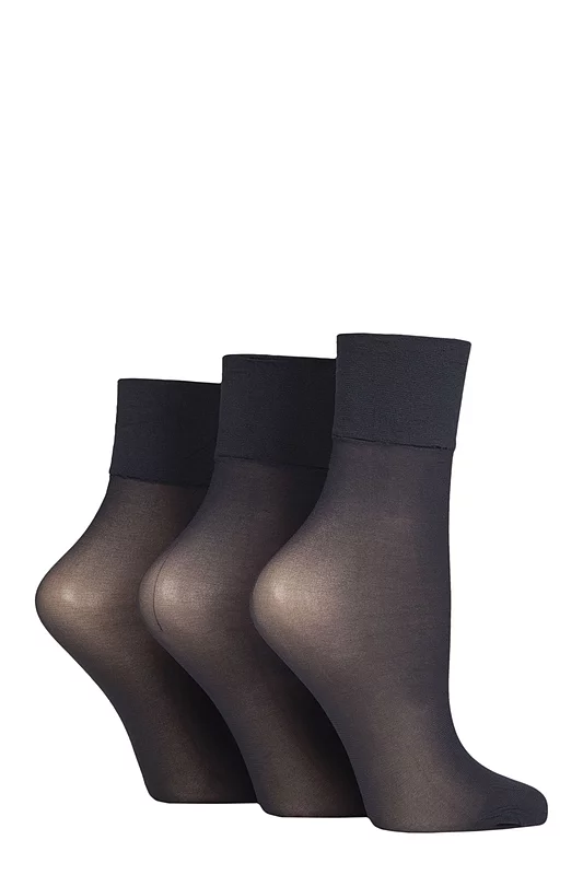Women's 3 Pair Charnos 15 Denier Sheer Ankle Highs
