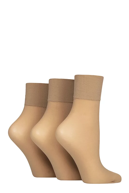 Women's 3 Pair Charnos 15 Denier Sheer Ankle Highs