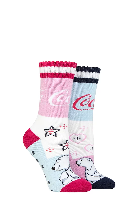 Women's 2 Pair Coca Cola Love Polar Bear Slipper Socks
