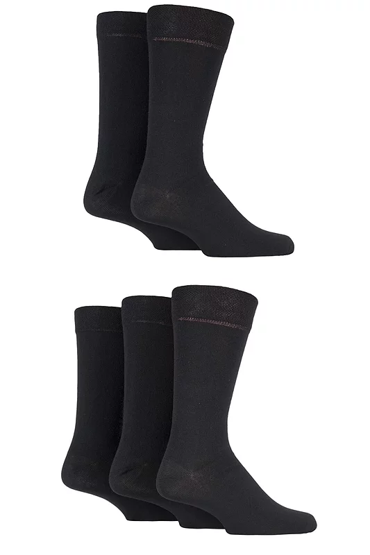 Mens 5 Pair Farah Classic Everyday Plain and Argyle Jacquard Cotton Socks